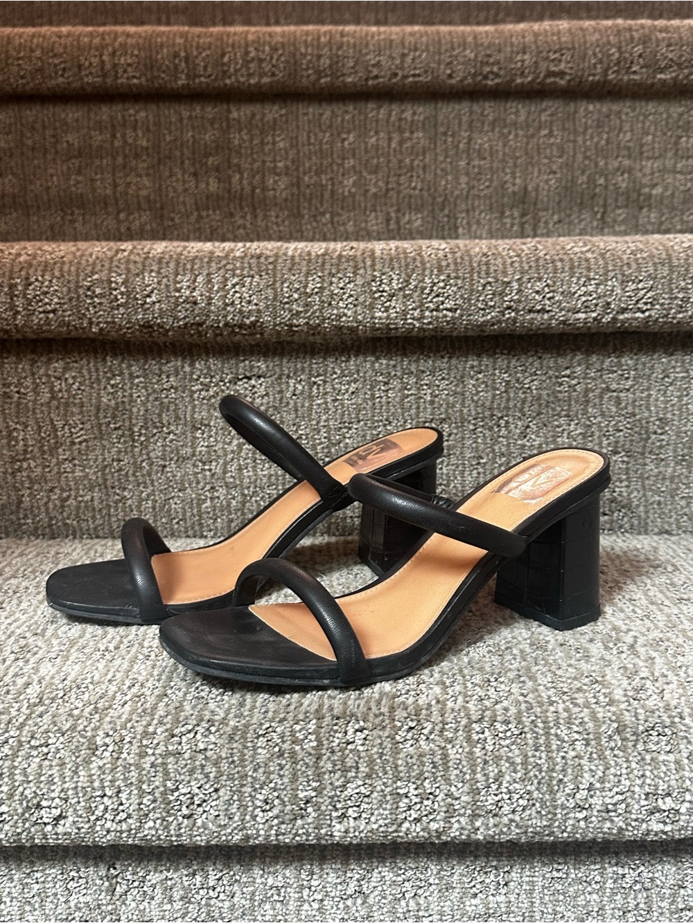 Dolce Vita Black Double-Strap Block Heel Sandals
